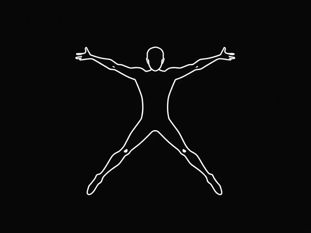 Humanoid figure in jumping jacks position